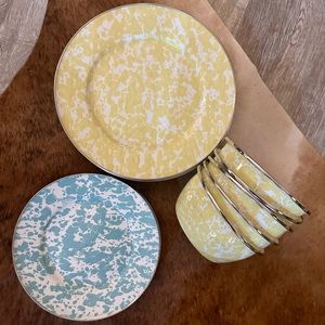 Golden Rabbit metal dish set